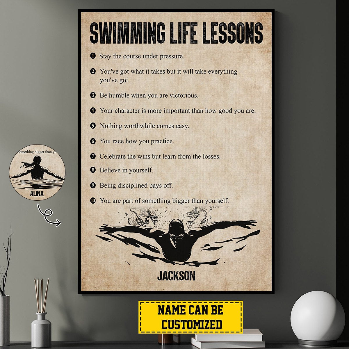 Personalized Motivational Swimming Poster / Canvas - Gift For Swimming Lovers