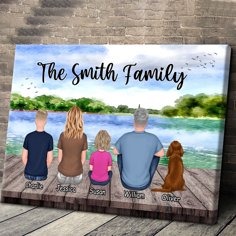 "The [Family Name] Family" Personalized Lakeside Canvas Art Gift