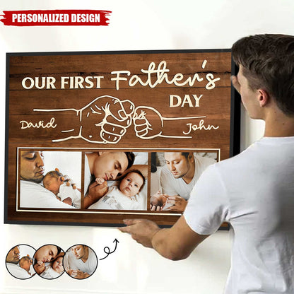 Personalized First Father’s Day Fist Bump Canvas / Poster - Custom Gift for New Dad