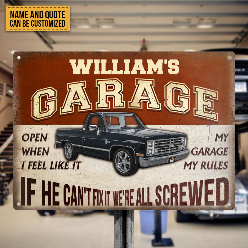 What Happened In The Garage Stays In The Garage - Personalized Custom Classic Metal Signs