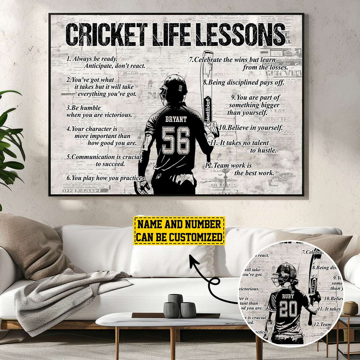 Personalized Cricket Life Lessons Poster / Canvas - Gift For Cricket Lovers