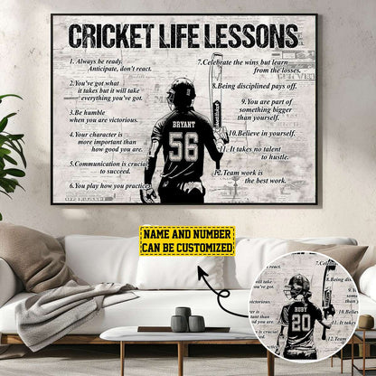 Personalized Cricket Life Lessons Poster / Canvas - Gift For Cricket Lovers