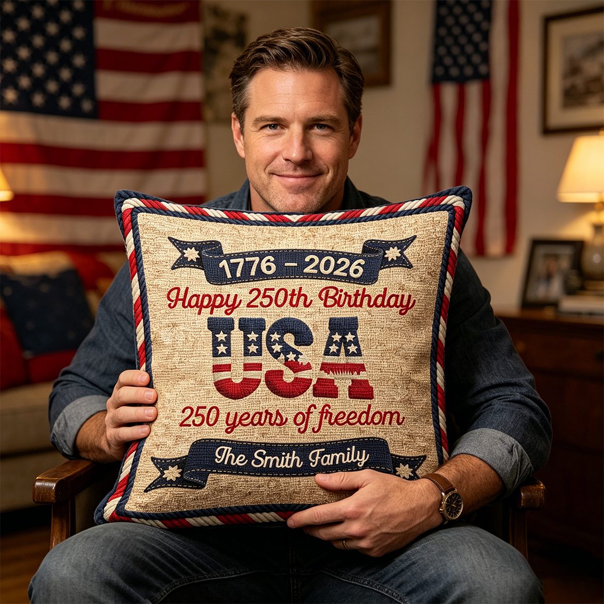 USA 250th Birthday - Personalized Custom Pillow