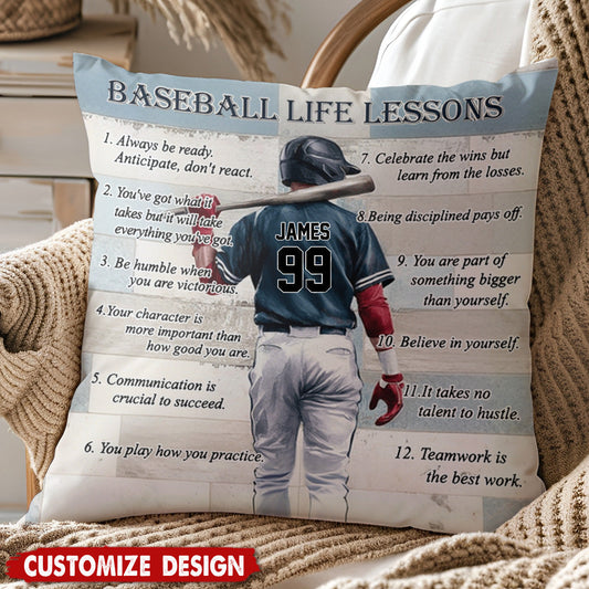 Personalized Baseball Life Lessons Pillow - Gift For Baseball Lover