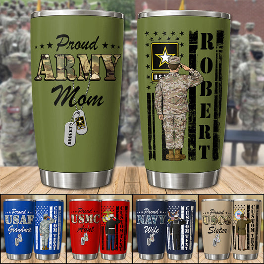 Personalized Army Mom Tumbler for Military / Veteran with personalized design details for meaningful gifting