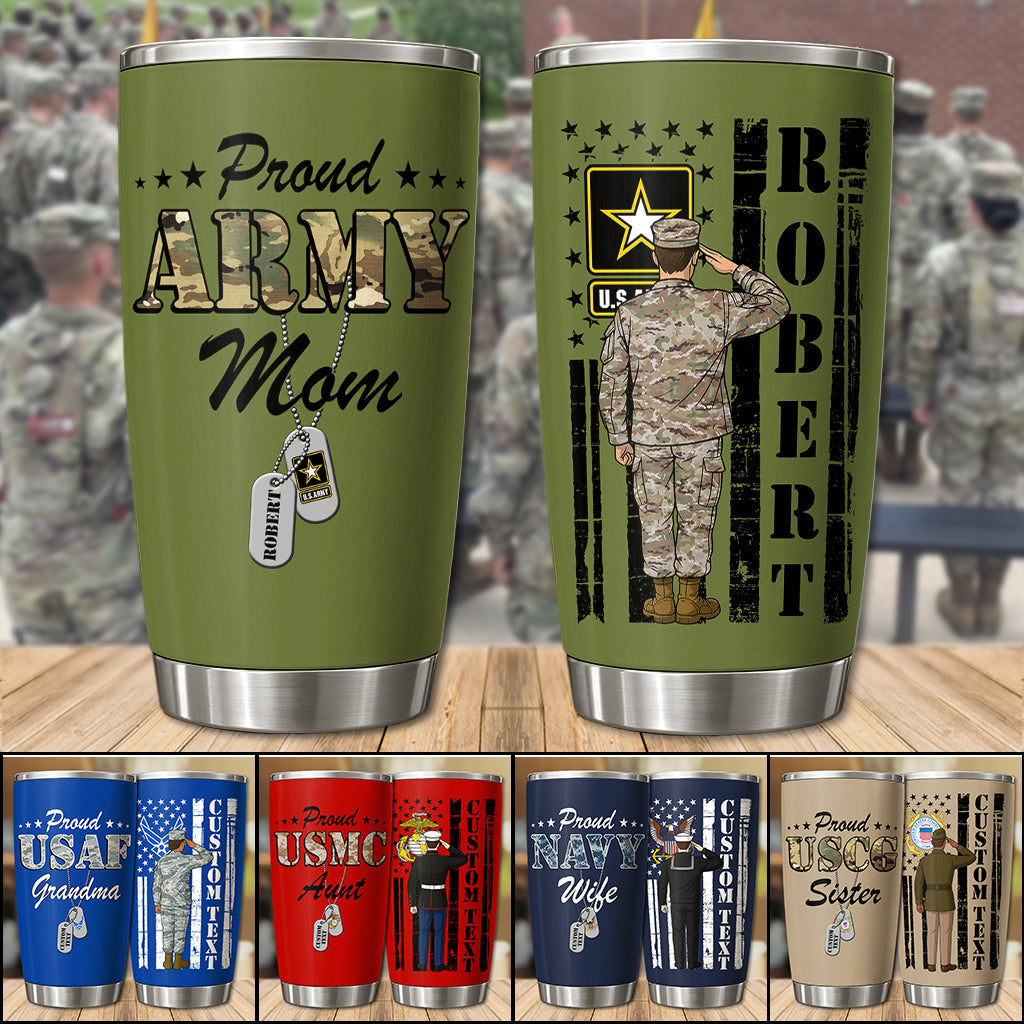 Personalized Army Mom Tumbler for Military / Veteran with personalized design details for meaningful gifting