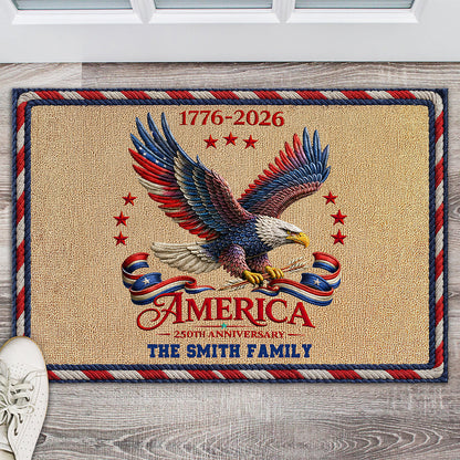 American Eagle 250th Anniversary 1776–2026 - Personalized Custom Family Name Doormat