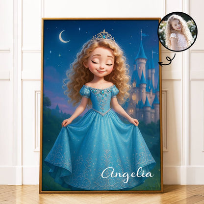 Blue Princess Custom Poster - Magical Birthday Gift for Daughter & Granddaughter