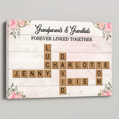 Custom Grandparents & Grandkids Forever Linked Together Scrabble Canvas
