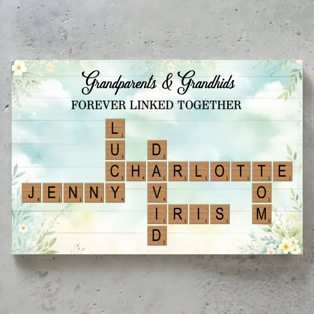 Custom Grandparents & Grandkids Forever Linked Together Scrabble Canvas