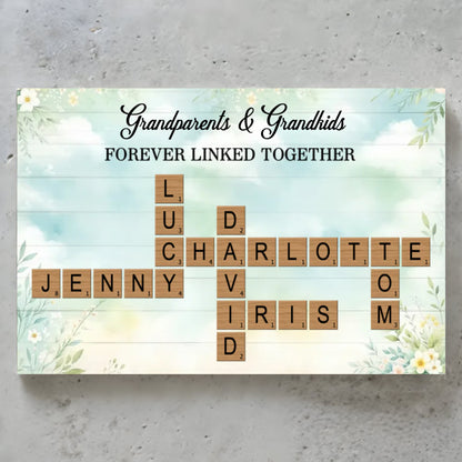 Custom Grandparents & Grandkids Forever Linked Together Scrabble Canvas