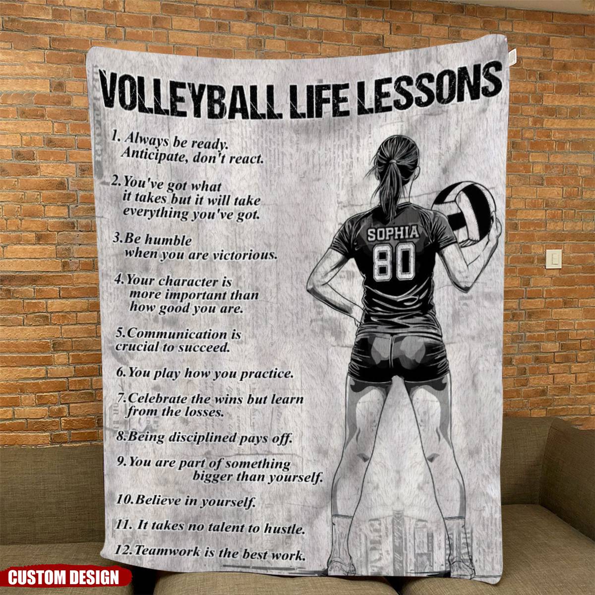 Personalized Motivational Volleyball Blanket - Gift for Girls & Players