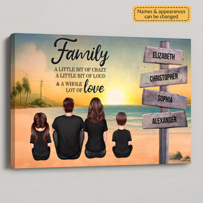 Personalized Family Canvas / Poster: “A Whole Lot of Love” Beach Wall Art Gift