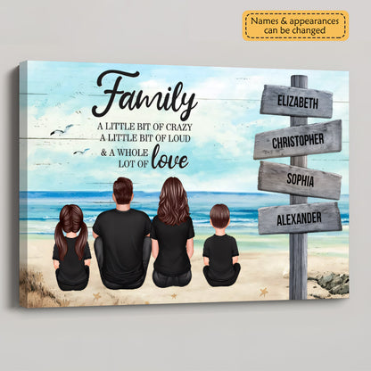 Personalized Family Canvas / Poster: “A Whole Lot of Love” Beach Wall Art Gift