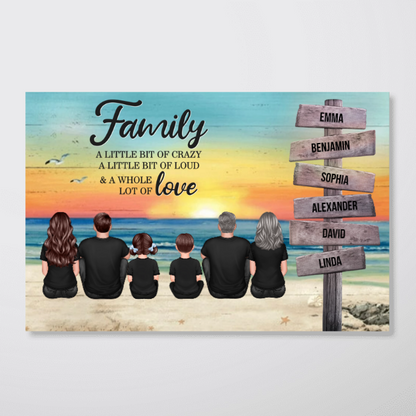 Personalized Family Canvas / Poster: “A Whole Lot of Love” Beach Wall Art Gift
