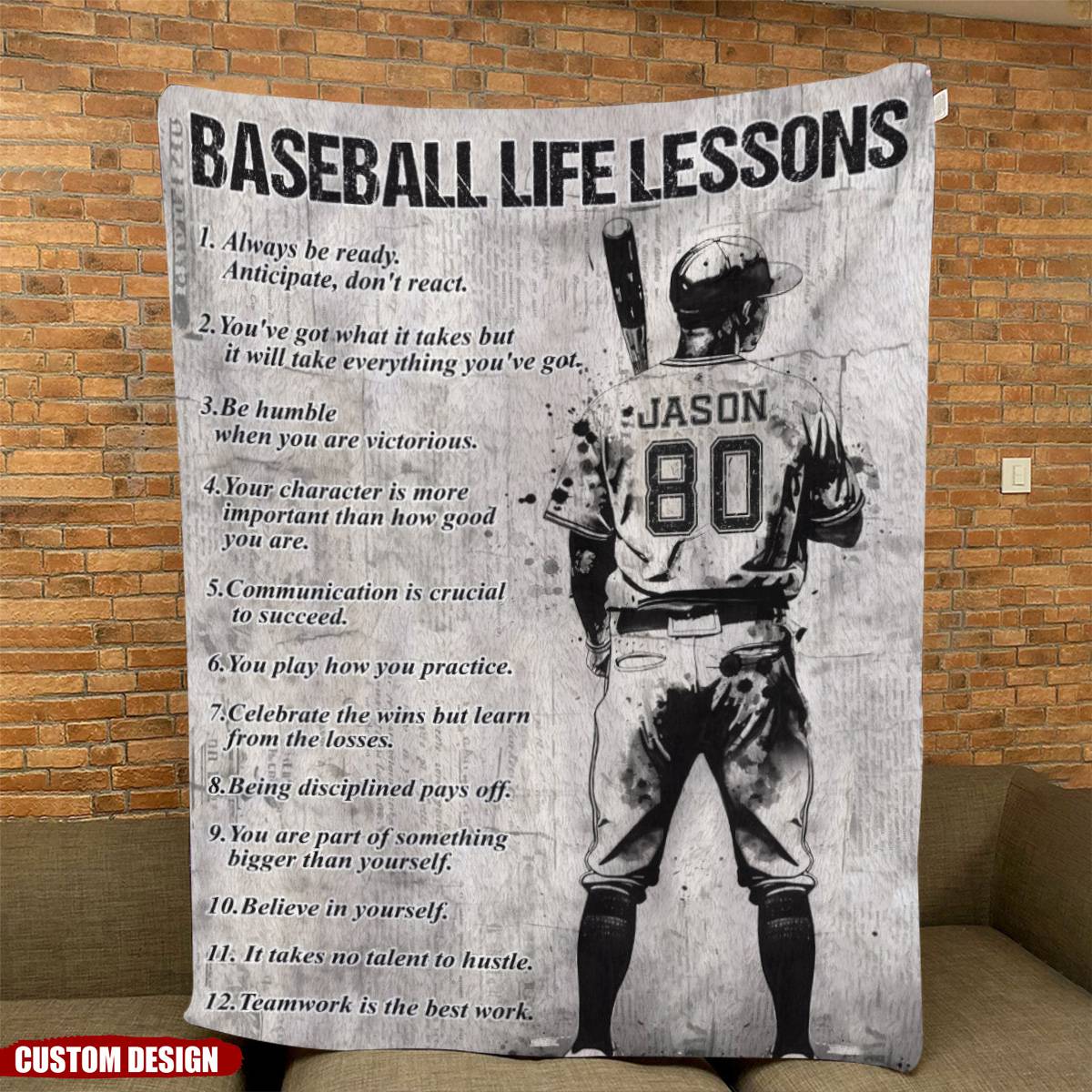 Personalized Motivational Baseball Boy Blanket - Gift For Baseball Lovers