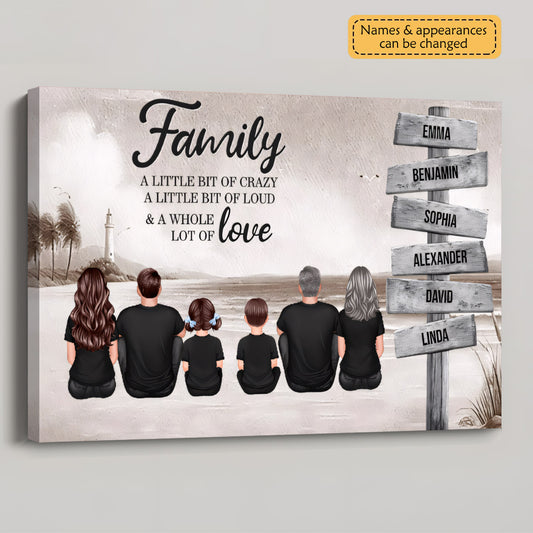Personalized Family Canvas: 'A Whole Lot of Love' Beach Wall Art Gift