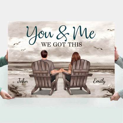 Custom Couple Beach Canvas: 'You & Me, We Got This' Personalized Art