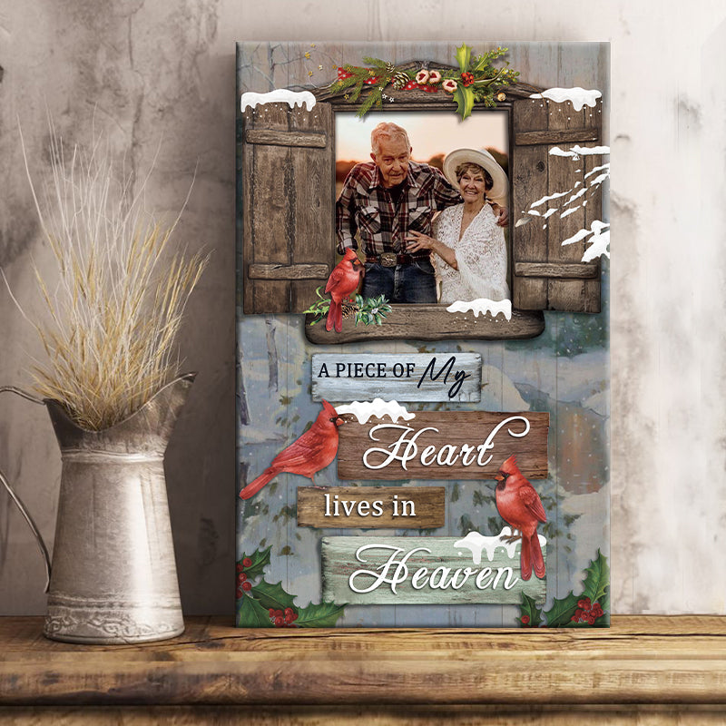 "A Piece Of My Heart Lives In Heaven" Custom Photo Memorial Canvas / Poster - Custom Wall Art for Family Sympathy Keepsake