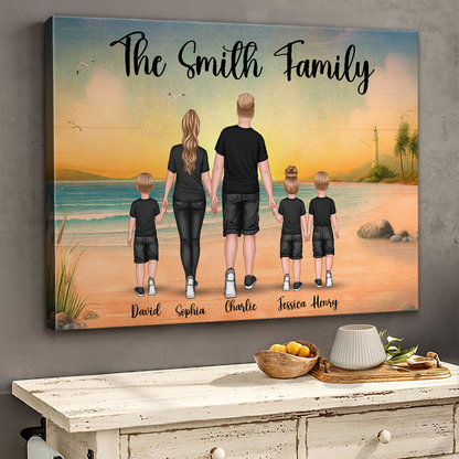 Family Gift Beach View - Personalized Customized Canvas - Warm Home Decoration For Family