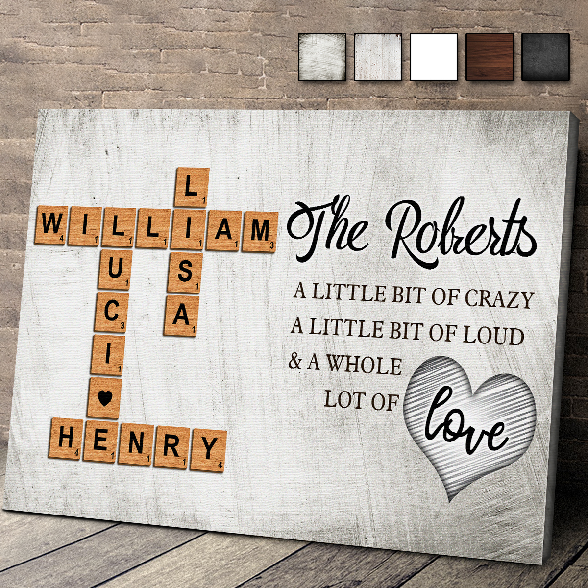 Our Family, A Whole Lot Of Love - Personalized Customized Crossword Canvas / Poster