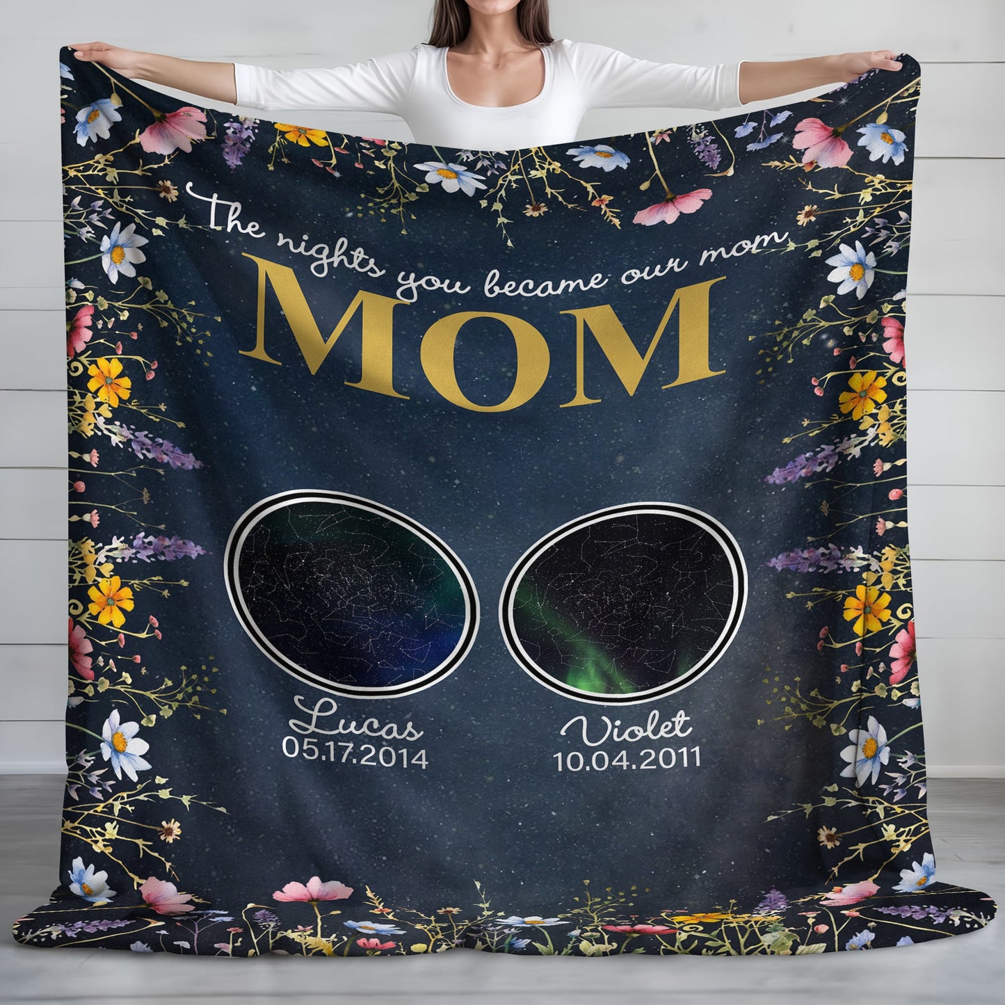 Custom Star Map Blanket for Mom & Grandma: "The Nights You Became Our Mom"