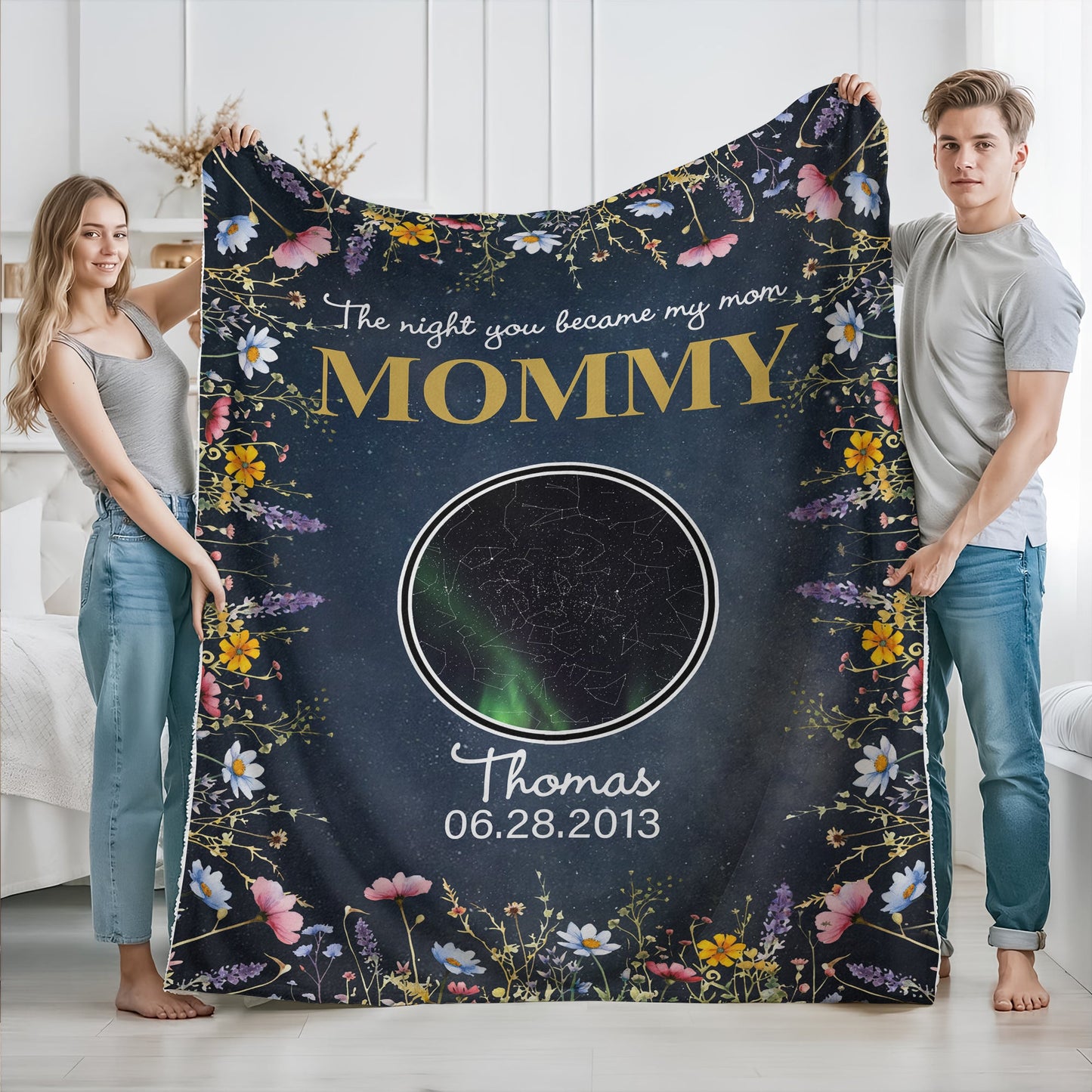 Custom Star Map Blanket for Mom & Grandma: "The Nights You Became Our Mom"