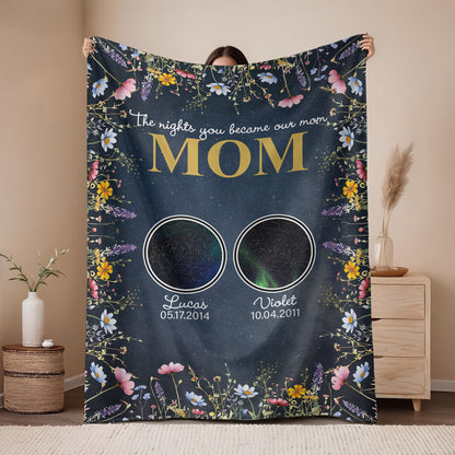 Custom Star Map Blanket for Mom & Grandma: "The Nights You Became Our Mom"