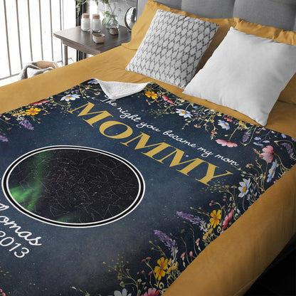 Custom Star Map Blanket for Mom & Grandma: "The Nights You Became Our Mom"