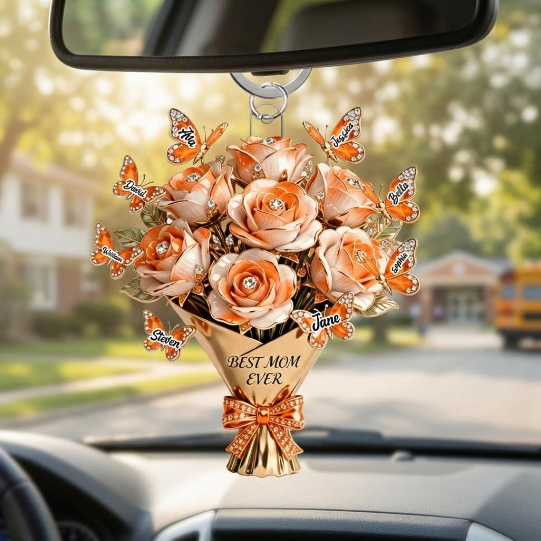 Mother's Day Flower Butterfly Keychain - Personalized Gifts For Mom