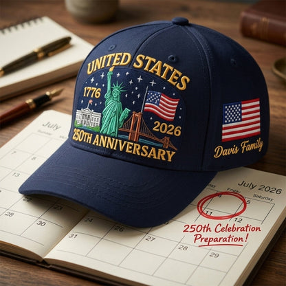 USA 250th Anniversary Eagle  - Personalized Custom Name Baseball Cap