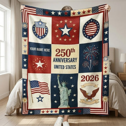 USA 250th Anniversary - Personalized Custom Patriot Blanket