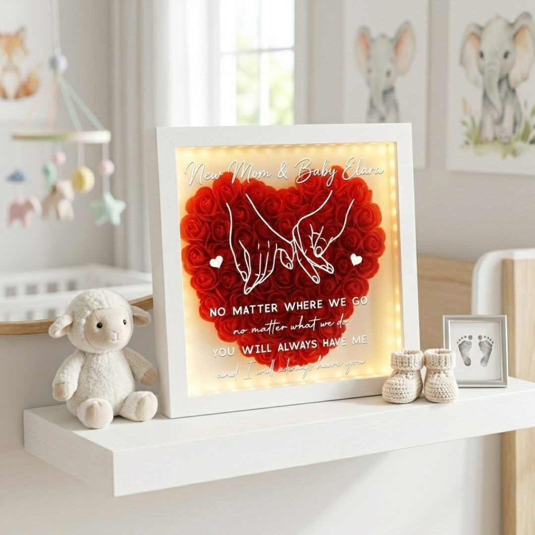 No Matter Where We Go - Personalized Flower Shadow Box