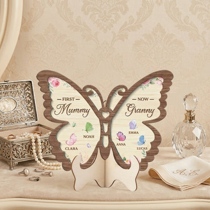 “First Mum, Now Nana” Personalised Wooden Plaque - Custom Gift For Granny