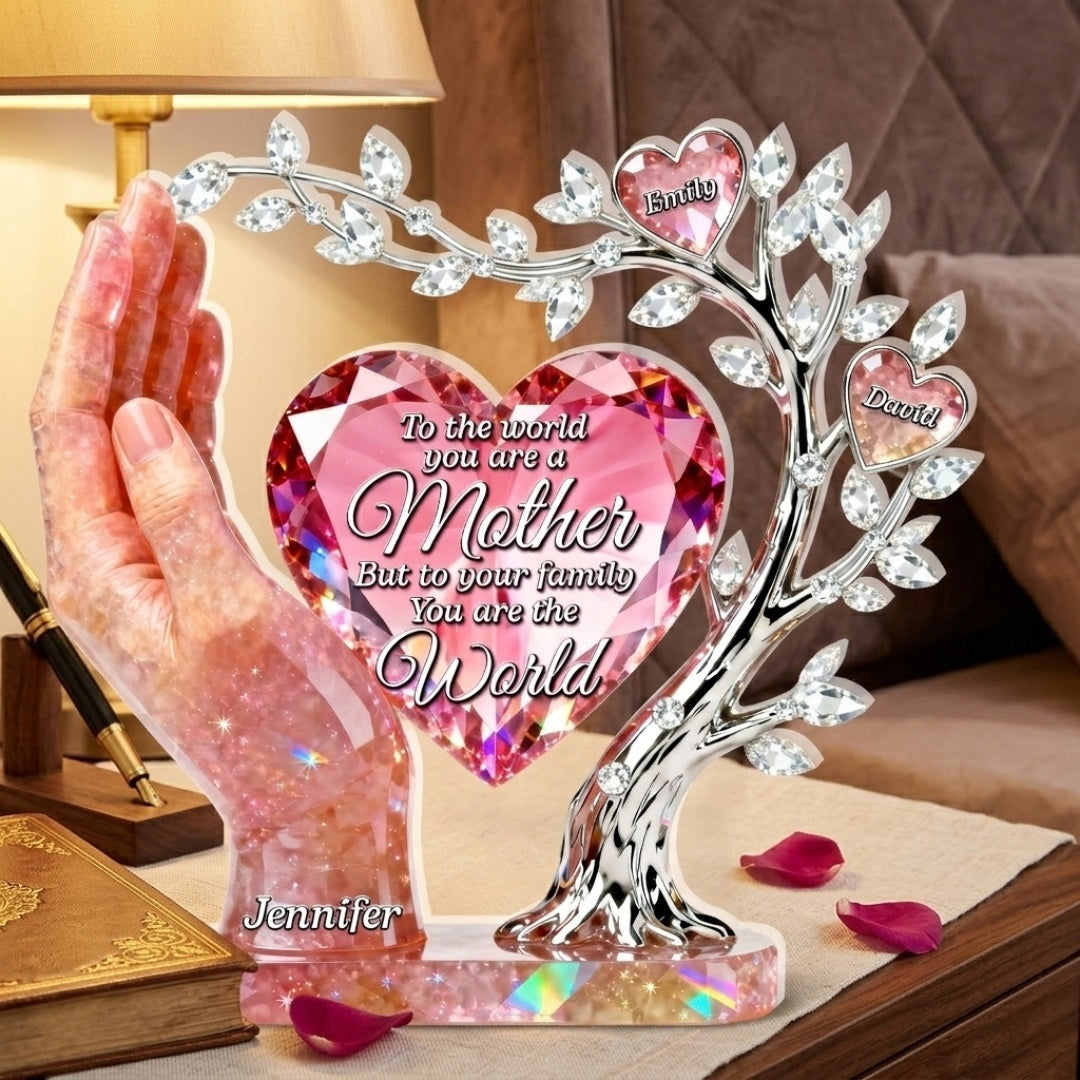 Personalized Heart of Family Acrylic Plaque – Custom Gifts For Mom