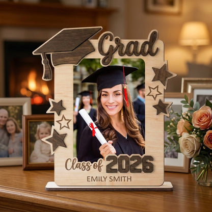 Personalized Graduation Gift - Class of 2026 Photo Frame Plaque - Custom Senior Keepsake for College & High School