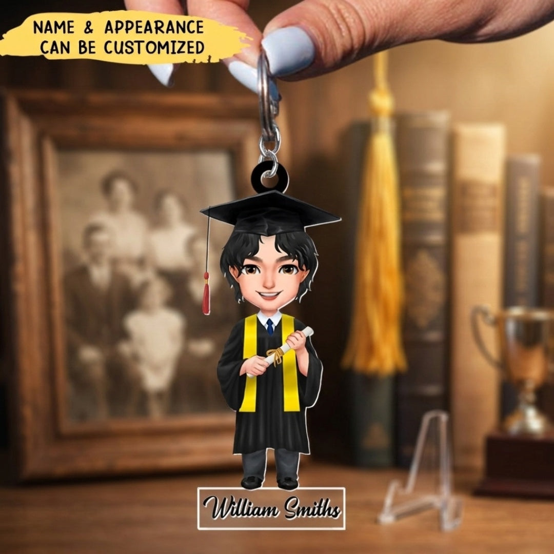 Happy Graduation Personalized Acrylic Keychain - Gift For Friends Family On Graduation Day