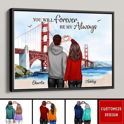 Personalized Couple Bridge Landscape Poster / Canvas - Custom Valentine’s Day or Anniversary Gift