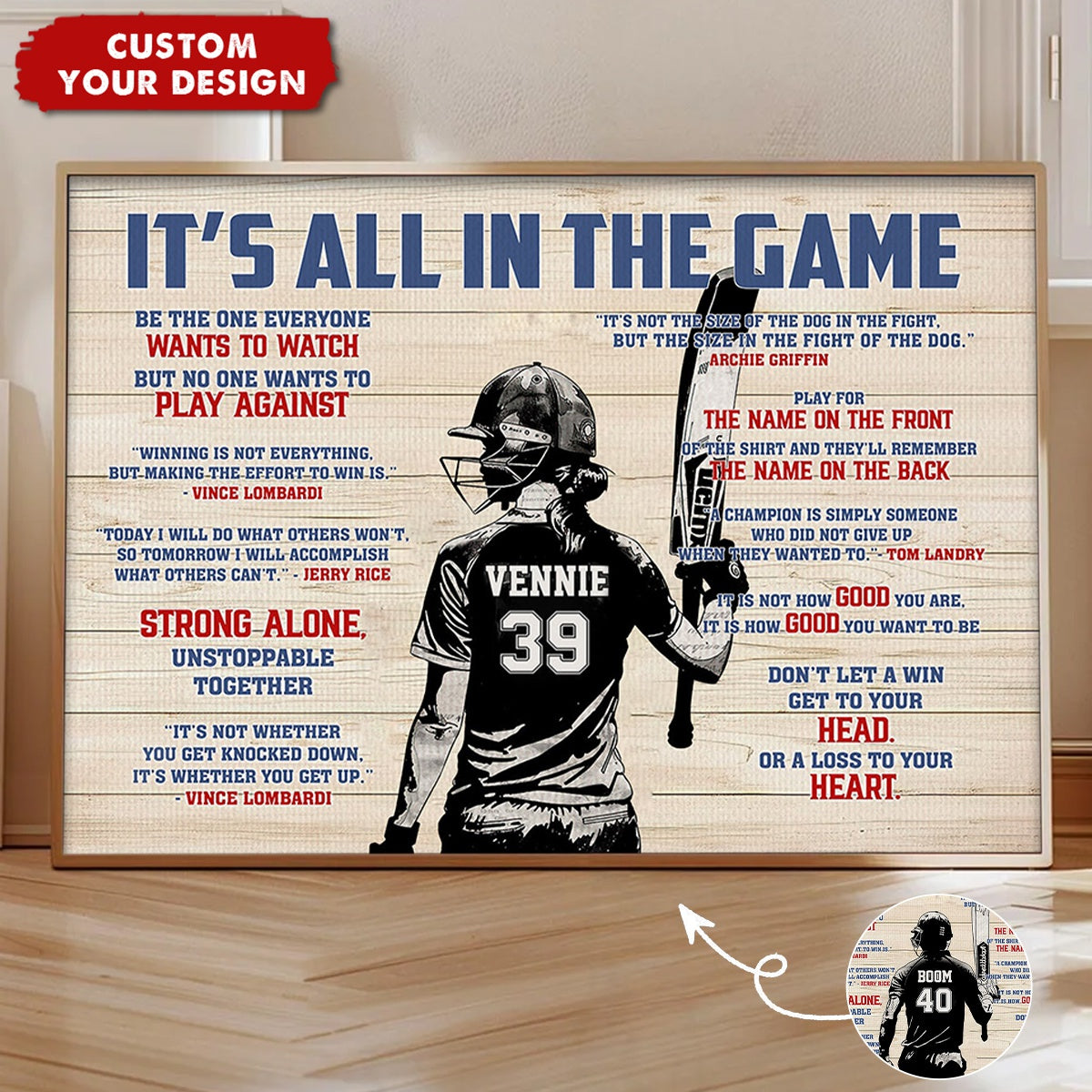 “It’s All In The Game” Personalized Cricket Poster / Canvas - Custom Gift for Boy & Girl Players