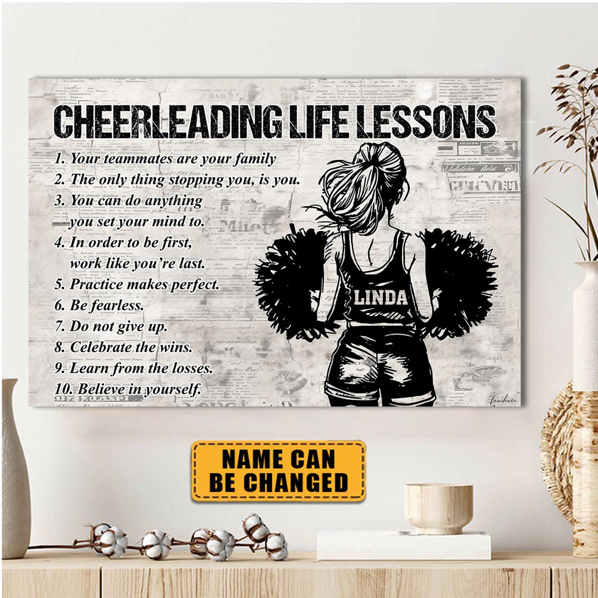 “Cheerleading Life Lessons” Personalized Poster / Canvas - Gift for Girls & Cheerleading Lovers