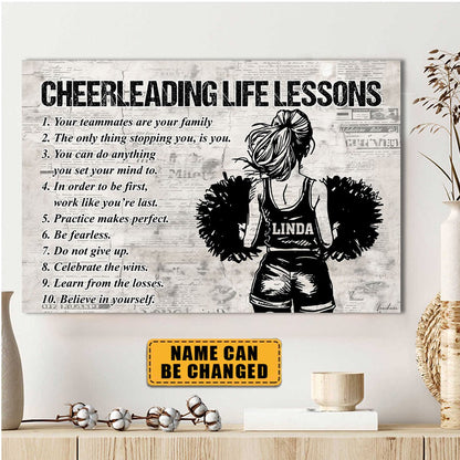 “Cheerleading Life Lessons” Personalized Poster / Canvas - Gift for Girls & Cheerleading Lovers