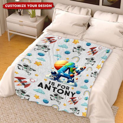 Monster Truck Astronaut Letter - Personalized Custom Kid Blanket