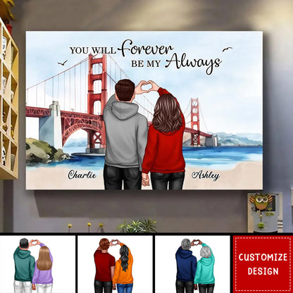 Personalized Couple Bridge Landscape Poster / Canvas - Custom Valentine’s Day or Anniversary Gift
