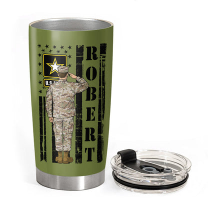 Tumbler material and size view - Personalized Army Mom Tumbler