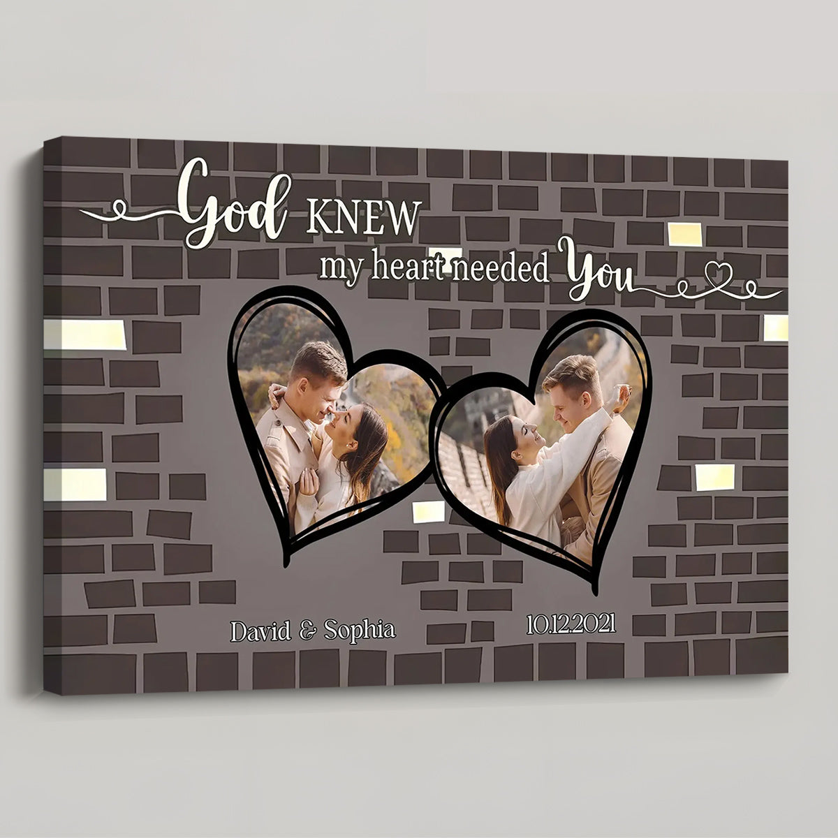 God Knew My Heart Needed You - Personalized Custom  Romantic Hearts Design Poster / Canvas