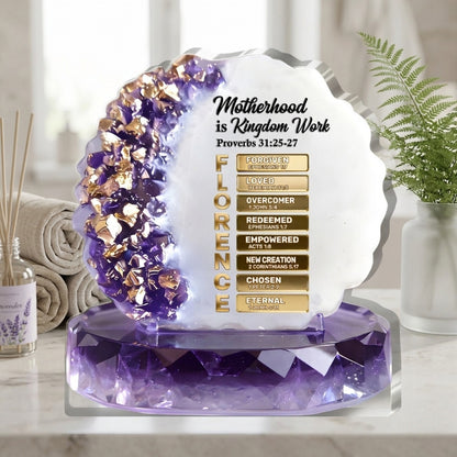 Motherhood Is Kingdom Work | Personalized Plaque