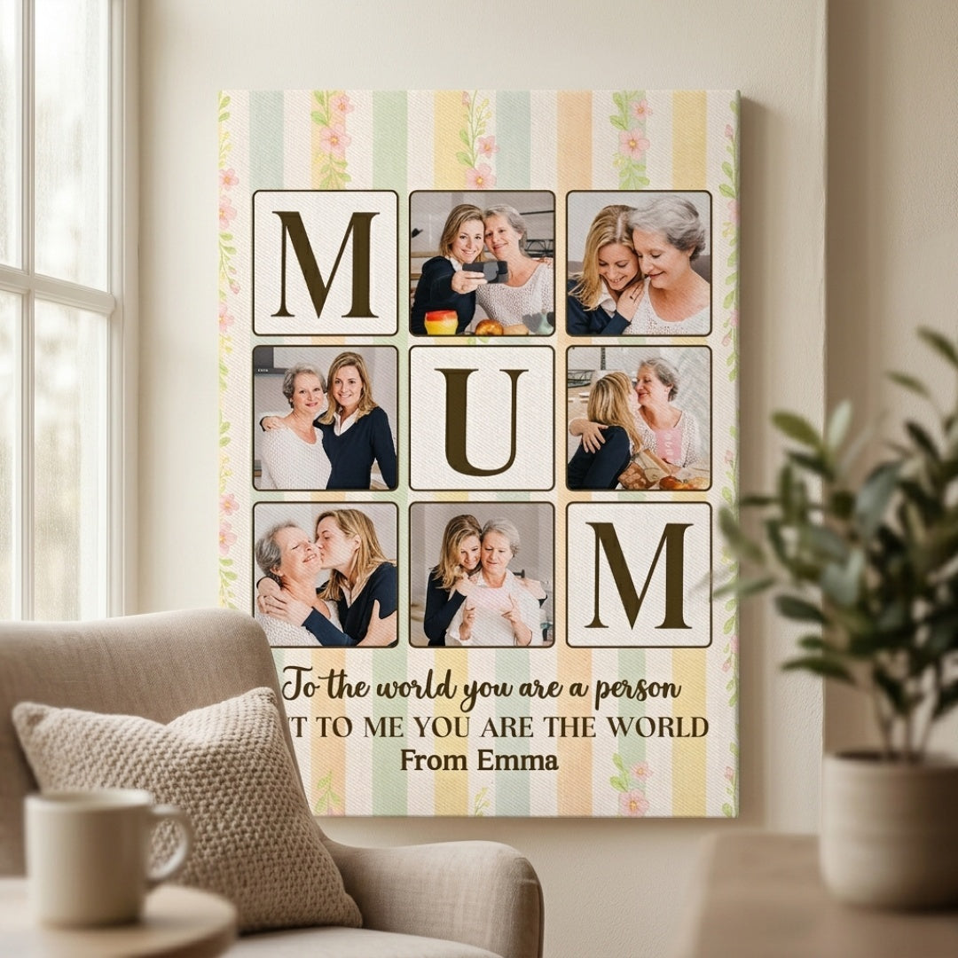 Personalised Custom Photo Canvas / Poster - Gift for Mom, Dad & Grandparents