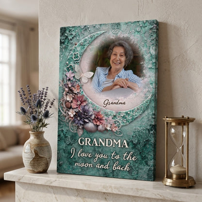 “I Love You To The Moon And Back” Personalized Canvas / Poster - Gift for Mom & Dad