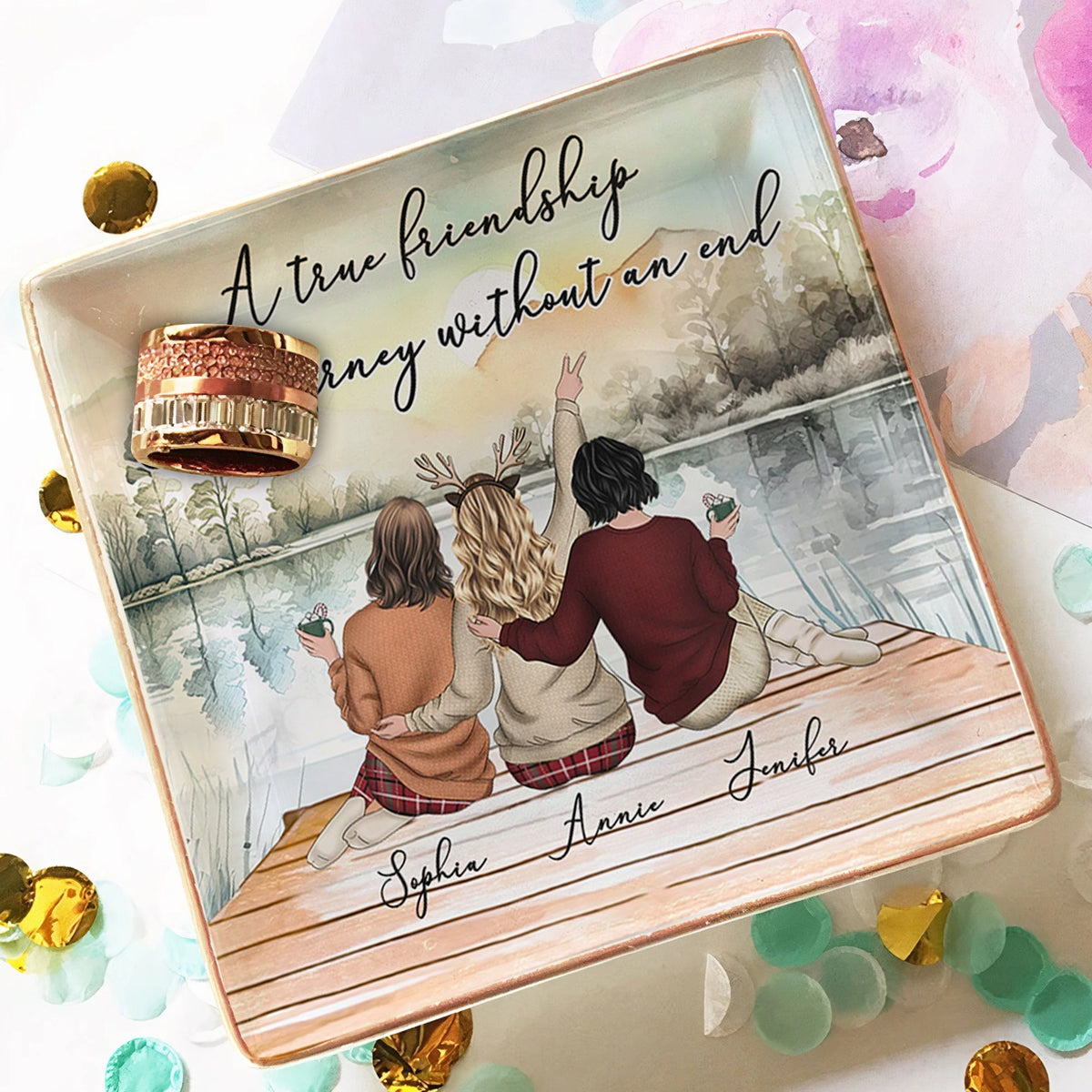 Personalized Best Friends Jewelry Dish - "Friendship is a Journey" Keepsake