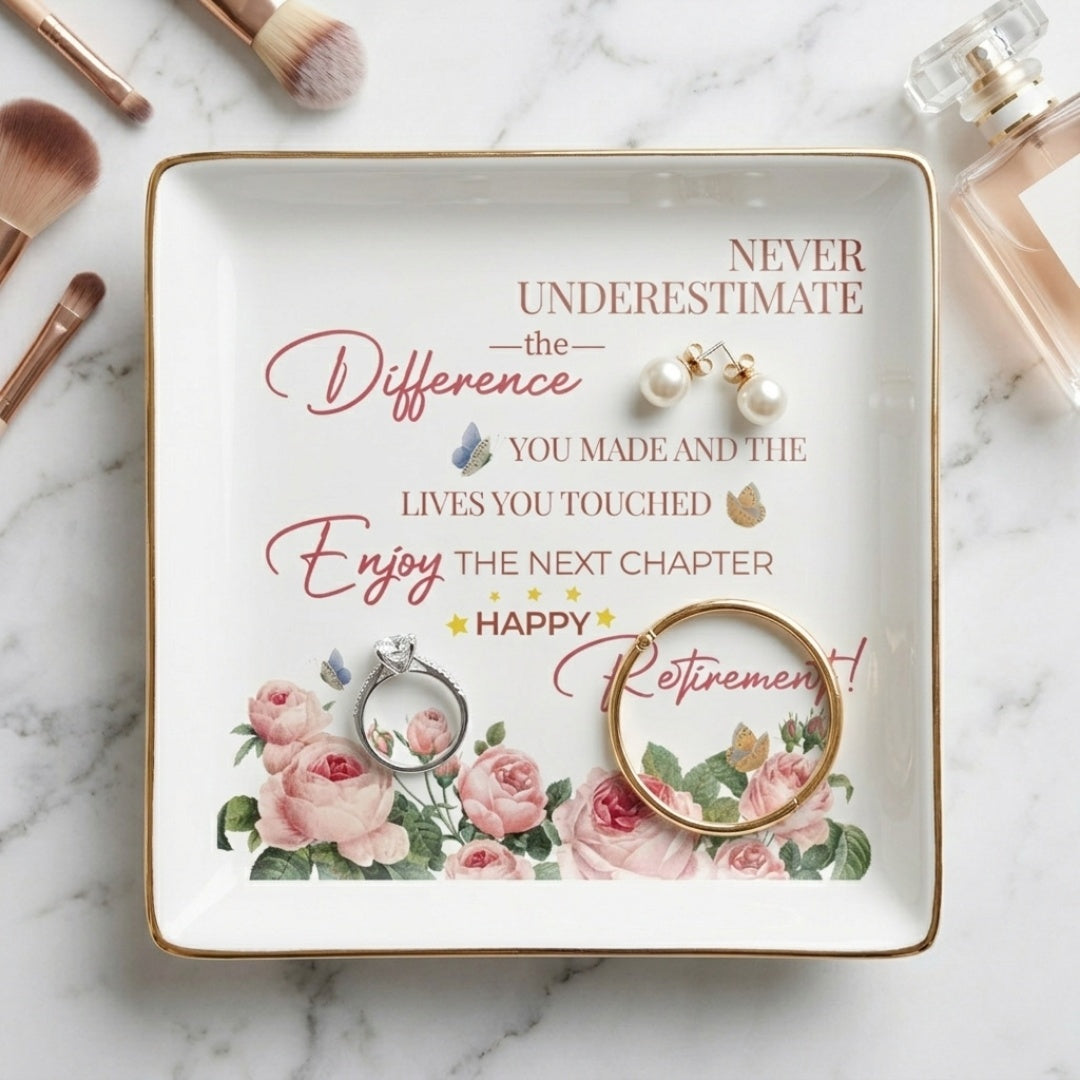 HAPPY RETIREMENT - Personalized Custom Jewelry Dish